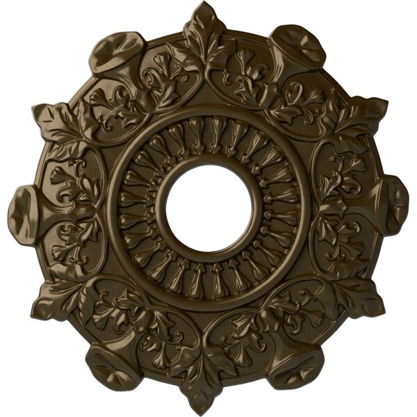 Ekena Millwork Preston Ceiling Medallion (Fits Canopies up to 4"), Hand-Painted Brass, 17 1/2"OD x 4"ID x 1"P CM17PRBRS - main